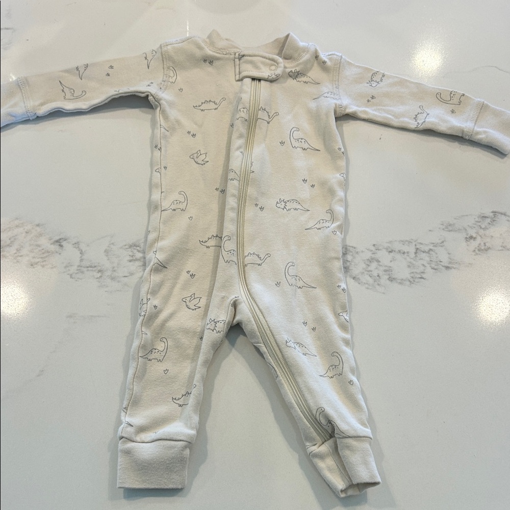 Quincy Mae Cream Zip One-Piece with Dino Sketches